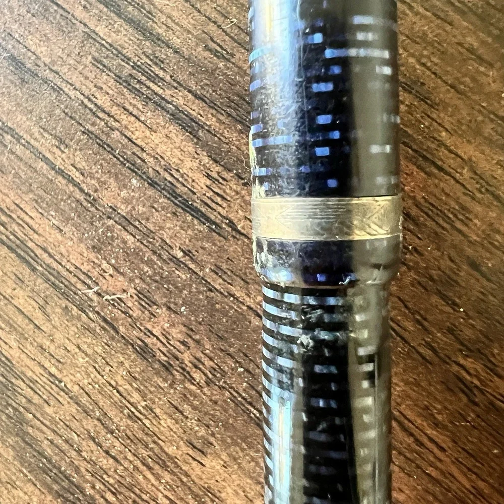 Parker Vacumatic Blue Pearl Major Blue Diamond Fountain Pen 14K Gold Nib Working